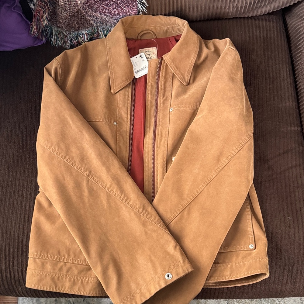 Free People Suede Brown Cropped Jacket - Picture 3 of 5